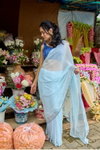 Sky Blue Colour Faux Georgette Handwork Sarees Best Wholesale Shop In Surat